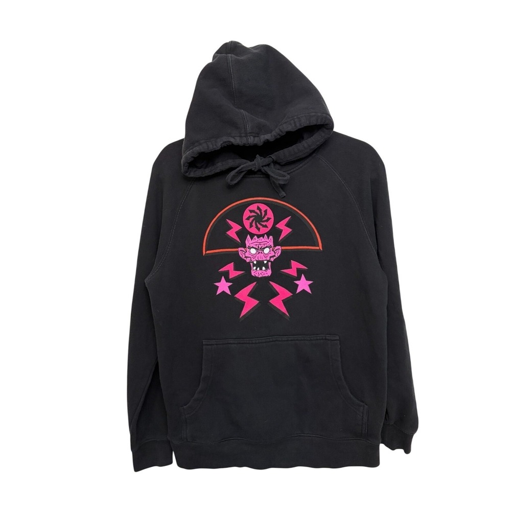 EUC Gorillaz Black Pullover Hoodie Men's Medium Graphic Sweatshirt Pink Logo AE